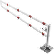 Swiveling gates | to be fixed by plugs, hot-dip galvanized and white coated with red reflecting rings | total width: 2500 mm | with triangular lock